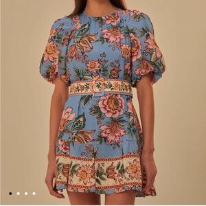 Farm Rio Belted Blue Dress